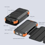 Porodo 20000Mah Solar Power Bank With 3 Detachable Panels & Torch Light - Black - Image 3