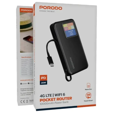 Porodo 4g Mifi Powerbank 10000mah With Type C Cable - Black