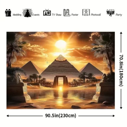 Egyptian-Themed Polyester Backdrop Banner 90.6/70.8 Inch