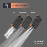 Porodo 20000Mah Solar Power Bank With 3 Detachable Panels & Torch Light - Black - Image 5