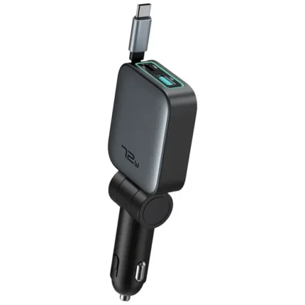 Green Lion Retractable 72W Car Charger Pd 45W- Black