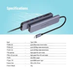Porodo Blue 7 In 1 Hub HDMI 2XUSB-A 2XUSB-C SD MicroSD - Image 4