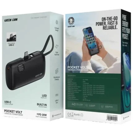 Green Lion Pocket Volt 10000Mah Power Bank Pd 20W - Black