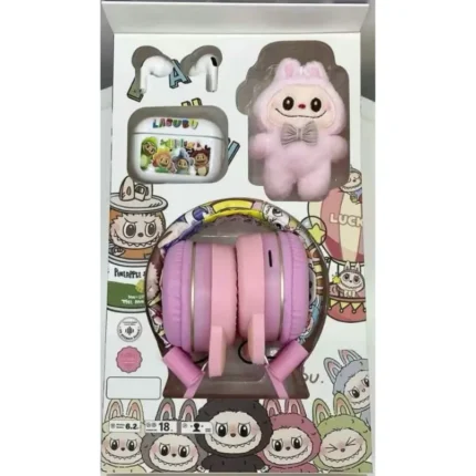 Bluetooh Handfree Labubu Combo Ah 9101-Pink