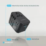 Powerology Universal Travel Adapter 2.4A + Pd 45W-Black