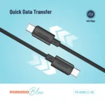 Porodo Blue 60W PD Type C to C PVC Cable 1.2M - Black - Image 3
