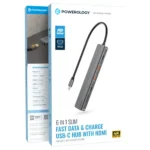 Powerology 6-in-1 Slim 4K HDMI USB-C Hub - Image 5