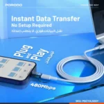 Porodo MiniLink Transparent OTG Adapter USB-C to Lightning - Grey - Image 5