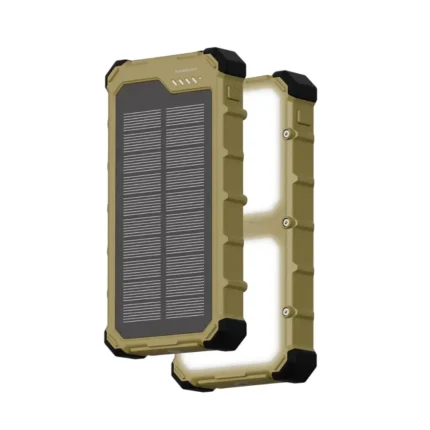 Powerology Solara 10000mah Ip66 Pd22.5w Built In Dual Led Panels Solar Power Bank -