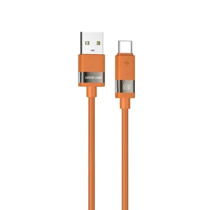 Green Lion Matte Silicone 1M Cable Usb-A To Usb-C 65W - Orange