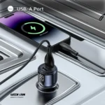 Green Lion Dual Port Car Charger 75W With Usb-C To C 1M Cable - Gray - Image 4