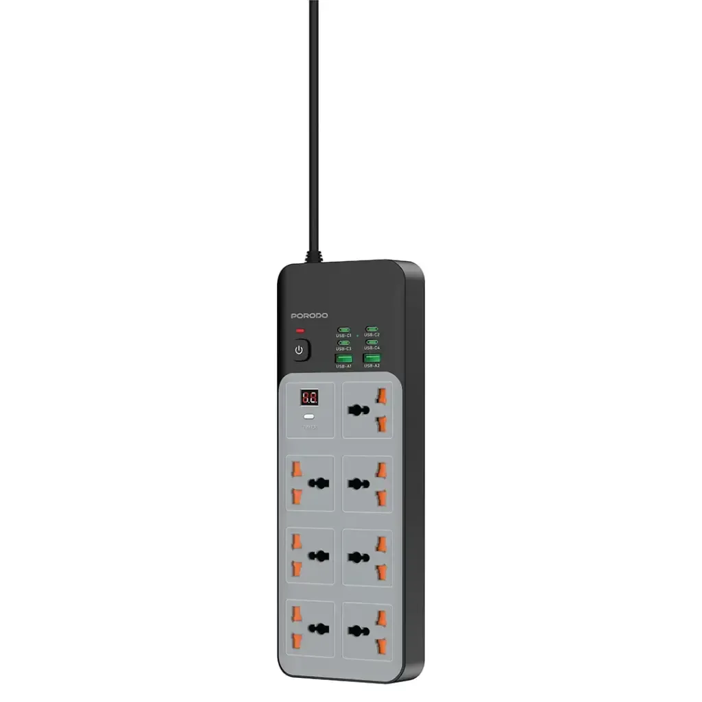 48833995-09dc-437d-aa56-aa1f0512a3a3_output.webp Porodo 7 –1 Power Socket 4C 3M - Grey - Image 1