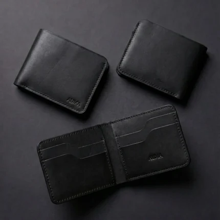 Leather Men'S Wallet-Black (Chrome Tan Pullup Leather)