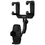 Porodo Mirror-Mounted Rearview Mirror Bracket Phone Holder-Black