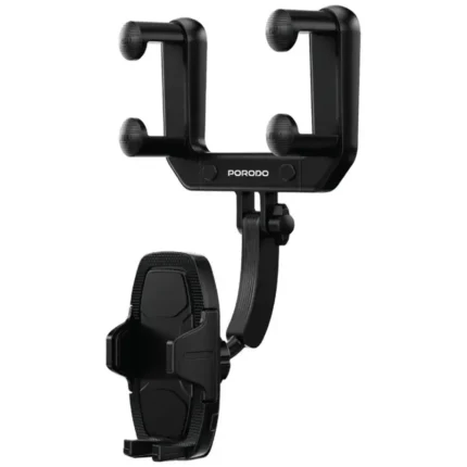 Porodo Mirror-Mounted Rearview Mirror Bracket Phone Holder-Black