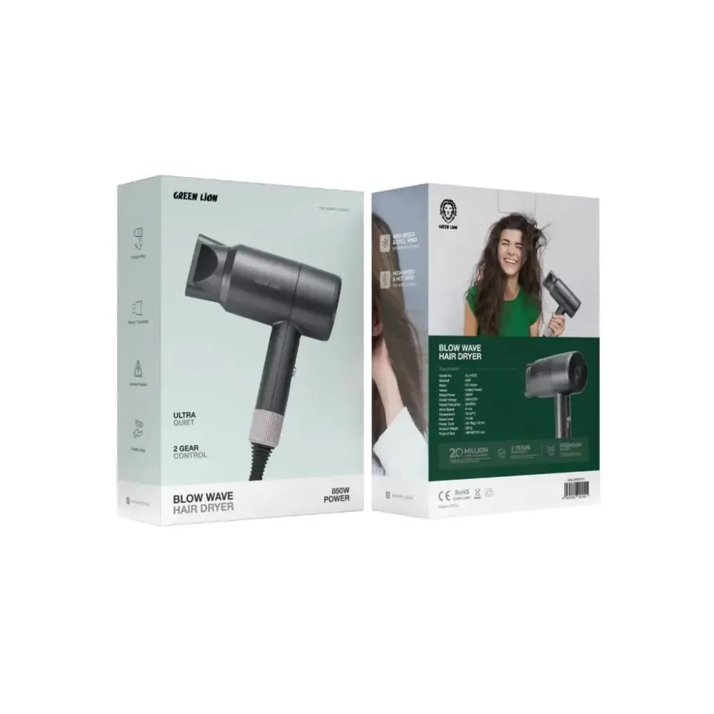 5552159e-dabb-4292-a42d-e915b89de793_GNBLAIRDRYGY.webp Green Lion Blow Wave Hair Dryer 850W - Grey - Image 1