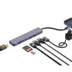 Porodo Blue 7 In 1 Hub HDMI 2XUSB-A 2XUSB-C SD MicroSD - Image 3