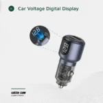 Green Lion Dual Port Car Charger 75W With Usb-C To C 1M Cable - Gray - Image 5