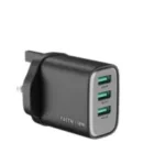 Green Lion Supra 24W Gan Uk Wall Charger 3*Usb A Port - Black Grey - Image 2