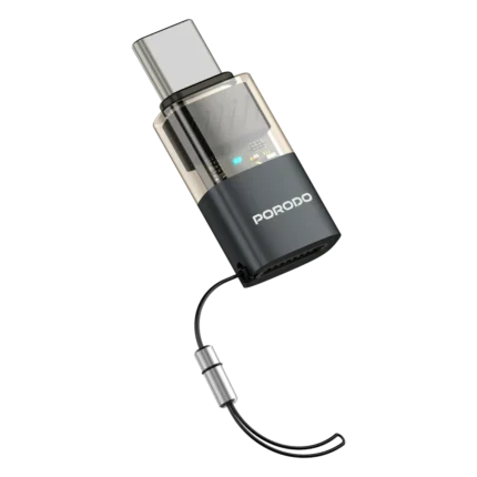 Porodo MiniLink Transparent OTG Adapter Lightning to USB-C - Grey