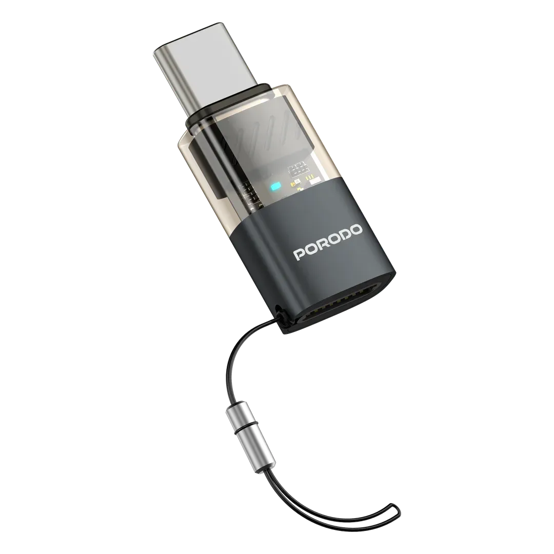 61ad7357-29cf-44c9-98b9-5db74db2f94b_output.webp Porodo MiniLink Transparent OTG Adapter Lightning to USB-C - Grey - Image 1