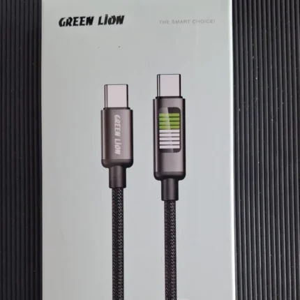 Green Lion Led Braided Cable Usb-C To Usb-C - Black( 60W)