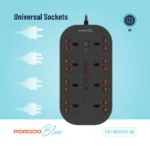 Porodo Blue 8 AC Power Strip - Black - Image 6