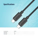 Porodo Blue 60W PD Type C to C PVC Cable 1.2M - Black - Image 5