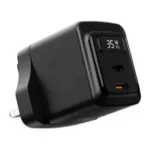 Porodo Gan 35W Dual Usb- C Wall Charger Real- Time Power Display - Black