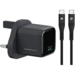 Powerology Volt- X 25W Mini Gan Wall Charger With Usb-c to Usb-c Cable(1.2m/3.2ft. )- Black