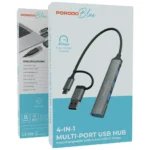 Porodo Blue 4-In-1 Multi-Port USB Hub with USB-A and USB-C Heads - Gray - Image 3