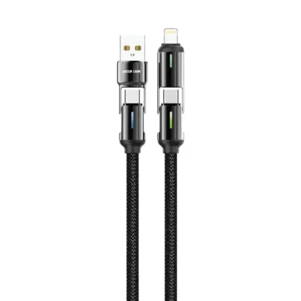 Green Lion 4 In 1 Led Braided Cable 60W - Black