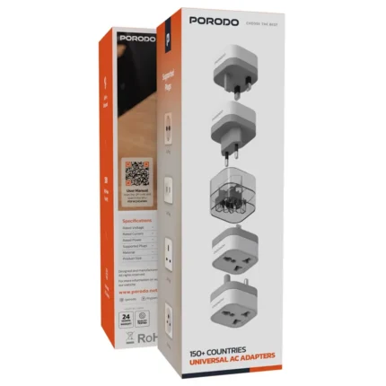 Porodo Global Compatibility Universal AC Adapters 150+Countries Supported