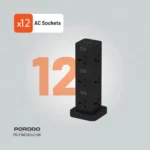 Porodo Pd20w Qc 3.0 1a +2 Type C Socket Tower 3m - Black - Image 4