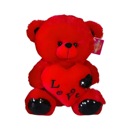 Soft Teddy Bear With Love Heart 35cm - Red
