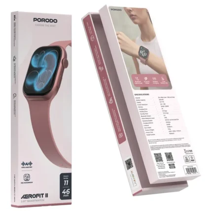 Porodo Aerofit Ii Smartwatch Series 11 46Mm With Silicone Strap - Rose Gold