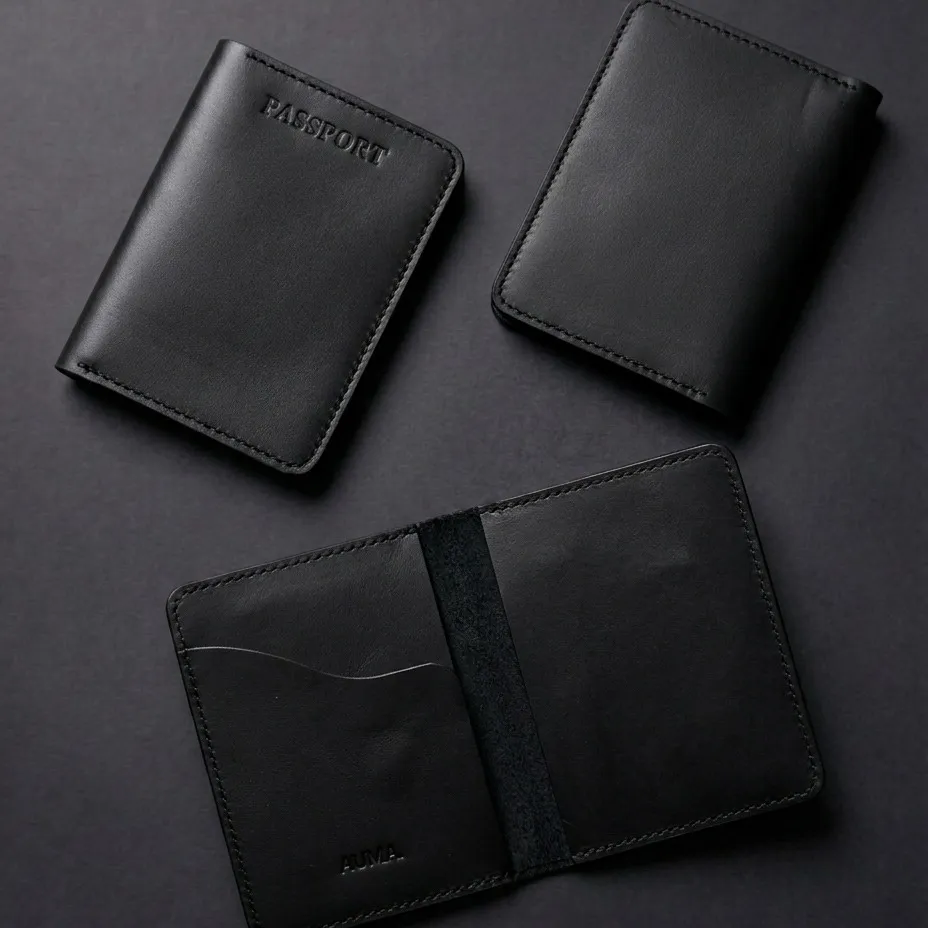 7d90bcac-fbe4-4c04-b2f3-05bfb376f406_output.webp Leather Passport Book Cover-Black (Chrome Tan Pullup Leather) - Image 1