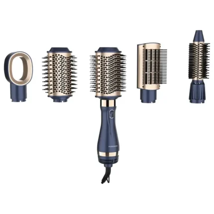 Porodo Lifestyle 1000W 5-In-1 Detachable Hot Air Brush Styler -Blue & Gold