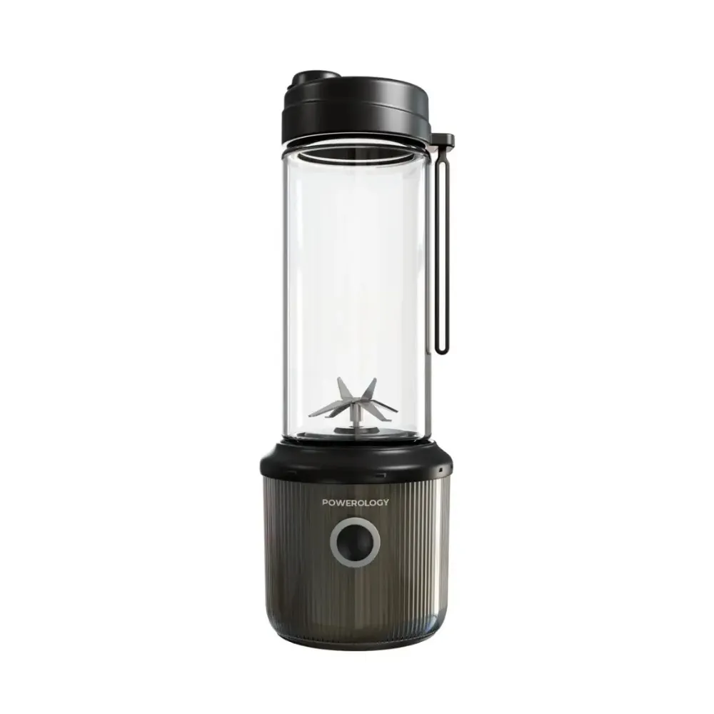 978e398f-662d-4dc5-a893-798f21ec77a0_output.webp Powerology Press & Refresh Portable Blender 450Ml 2500Mah 6 Blades 126W - Black - Image 1