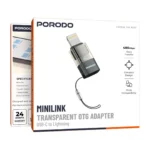 Porodo MiniLink Transparent OTG Adapter USB-C to Lightning - Grey - Image 2