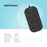 Porodo Blue 8 AC Power Strip - Black - Image 7