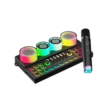 Porodo Soundtec C21 Audio Mixer With Wireless Microphone - Black