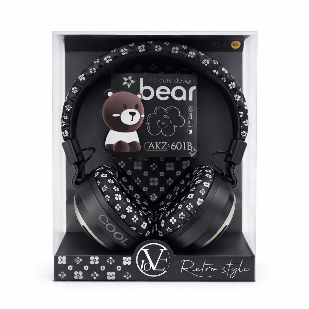 b5dbf764-468e-4b09-9ec7-eaa350399688_AKZ601B.webp Teddy Bear Wireless Headphones Akz 601B Black - Image 1