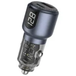 Green Lion Dual Port Car Charger 75W With Usb-C To C 1M Cable - Gray