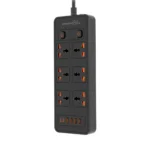 Porodo Blue 6 Ac Power Socket W/ Usb Ports - Black