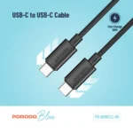 Porodo Blue 60W PD Type C to C PVC Cable 1.2M - Black
