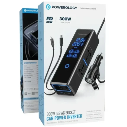 Powerology 300W X2 Ac Socket Car Power Inverter - Black