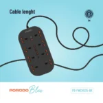 Porodo Blue 8 AC Power Strip - Black - Image 3