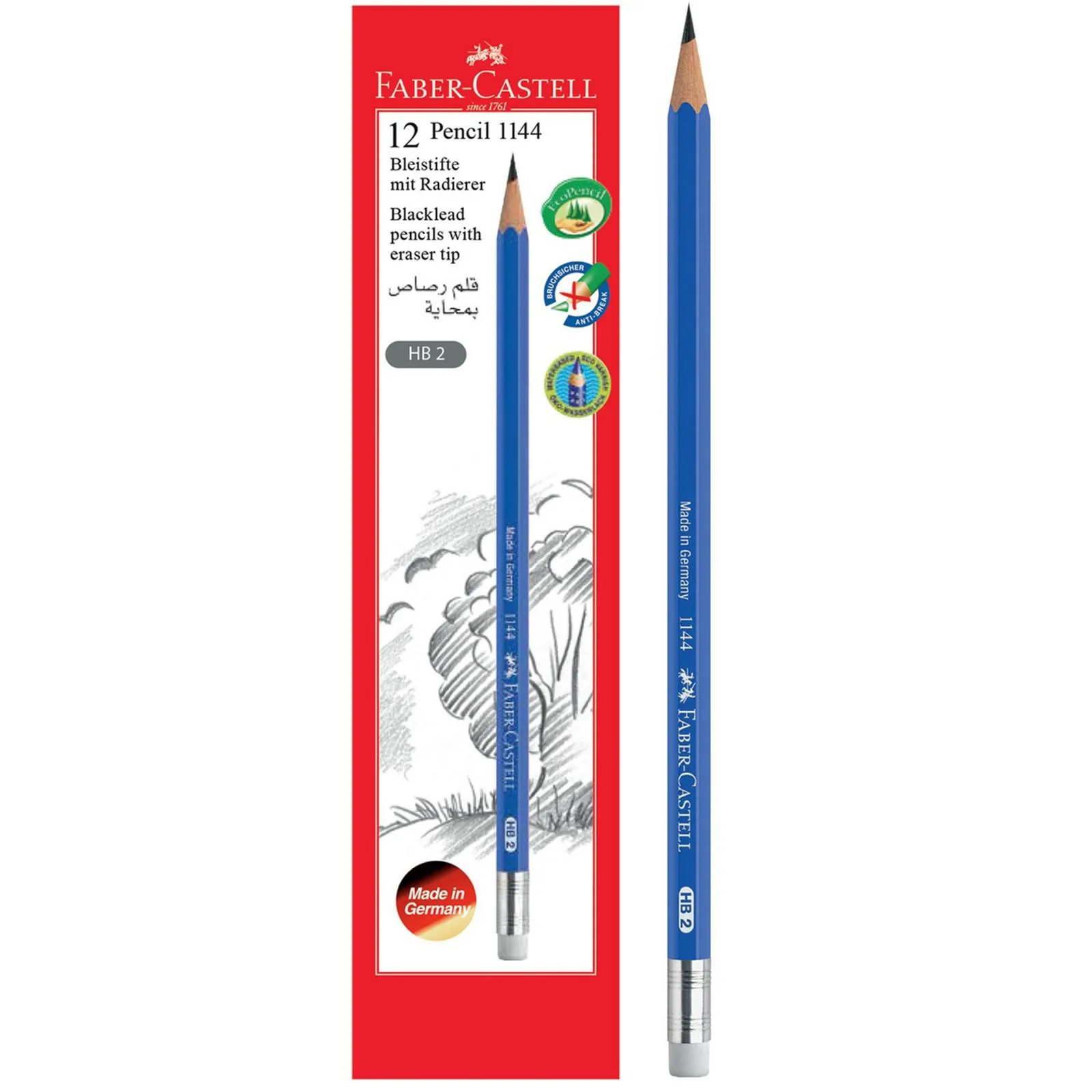 c560360d-8fd3-4ff2-94a5-9e1768f5207e_output.webp Faber - Castell Pencils With Eraser 12 Pcs - Image 1
