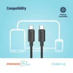 Porodo Blue 60W PD Type C to C PVC Cable 1.2M - Black - Image 4
